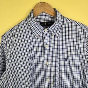 Ralph Lauren Performance Men's Medium Button Stretch Long Sleeve Plaid Shirt